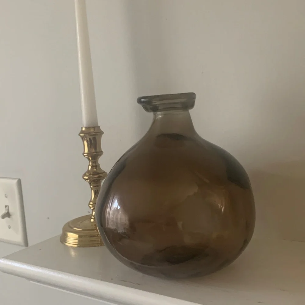 San Miguel bubble vase made from recycled glass potentially amber smoke vase‎